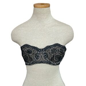 Free People Bra Women's 32D Black Lace NWT Strapless Underwire